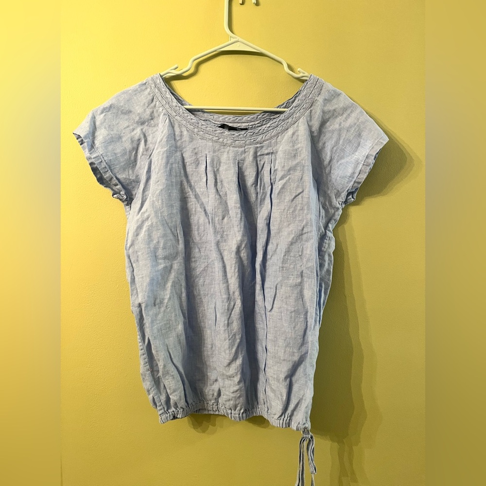 Lands' End Blue Linen Blouse M